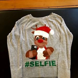 Holiday Christmas Sweater Selfie Rudolf